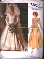 1677 Vogue BRIDAL FLARE SLEEVES OR NOT DRESS LENGTHS,TRAIN PATTERN 10,12 CHOICE